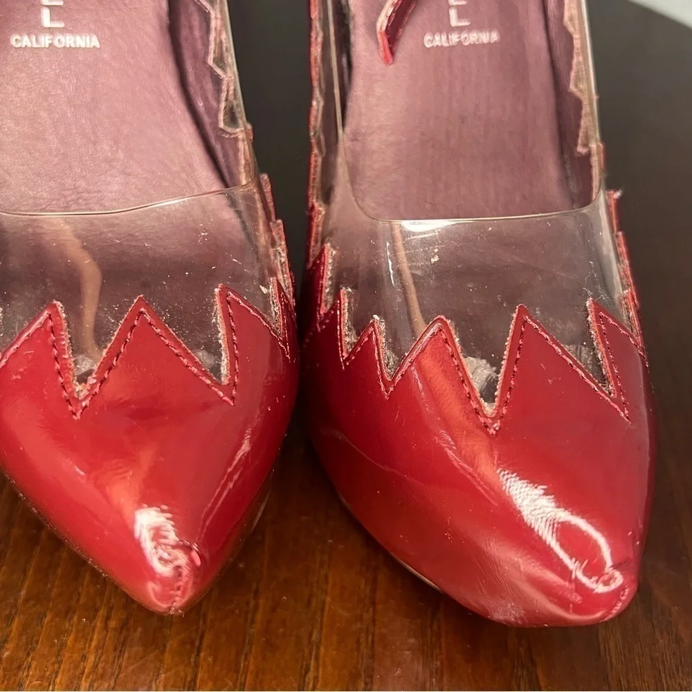 JEFFREY CAMPBELL AUDREY - TWO burgundy 6” wedge patent PU Platforms 6.5 Trending